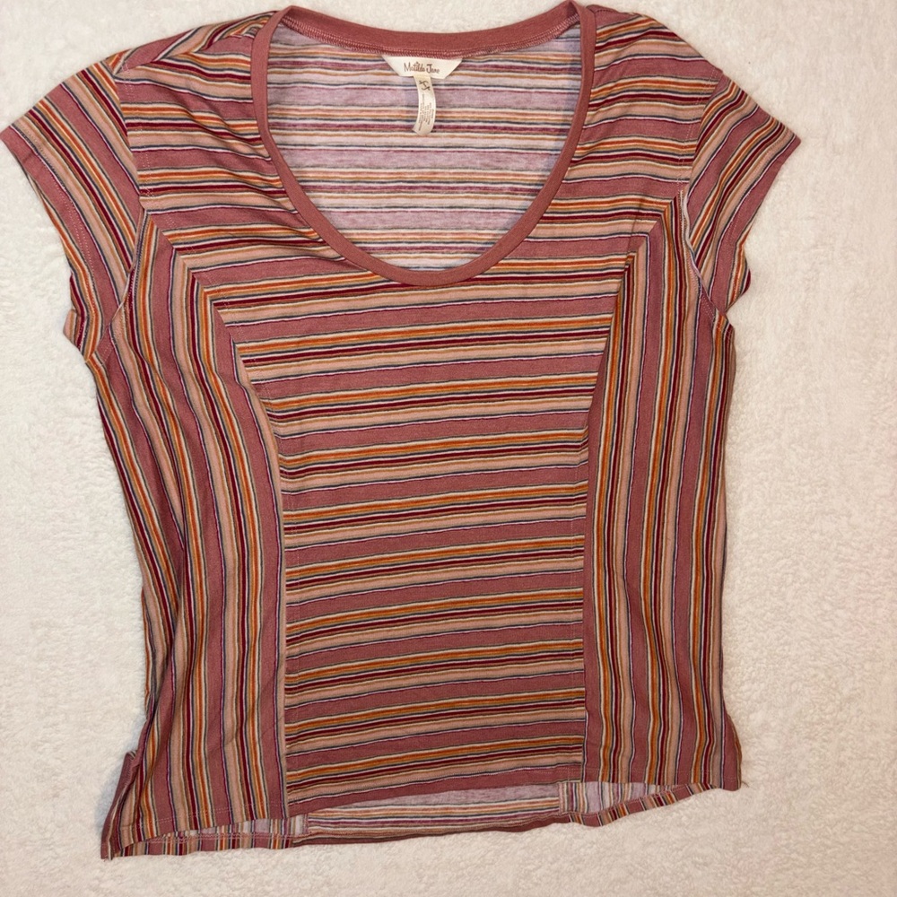 Matilda Jane Mauve Multi Striped Short Sleeve Tee Size Small